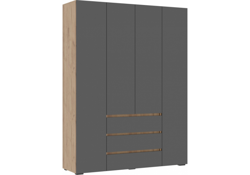 Шкаф Элла ШК 05 серый графит 0162 / дуб крафт золото (160x46x208). 