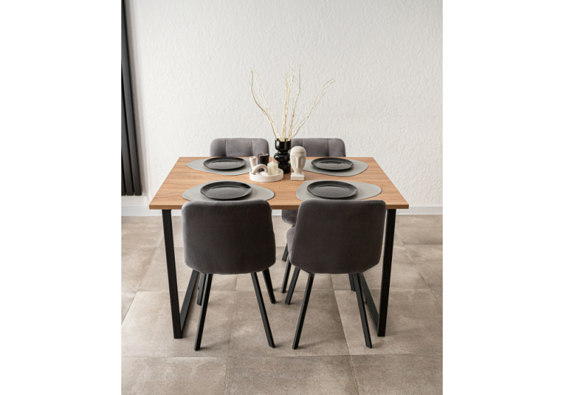 Стол деревянный Лиман 117 х 77 дуб крафт золотой / черный матовый (77x75)