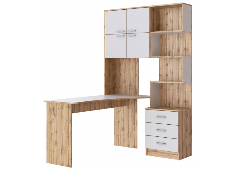 Компьютерный стол Ганор левый дуб вотан / белый (200). 