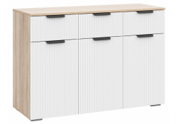 Комод Стокгольм КМ03-1200 дуб сонома / line софт пломбир (120x45,4x83,8)