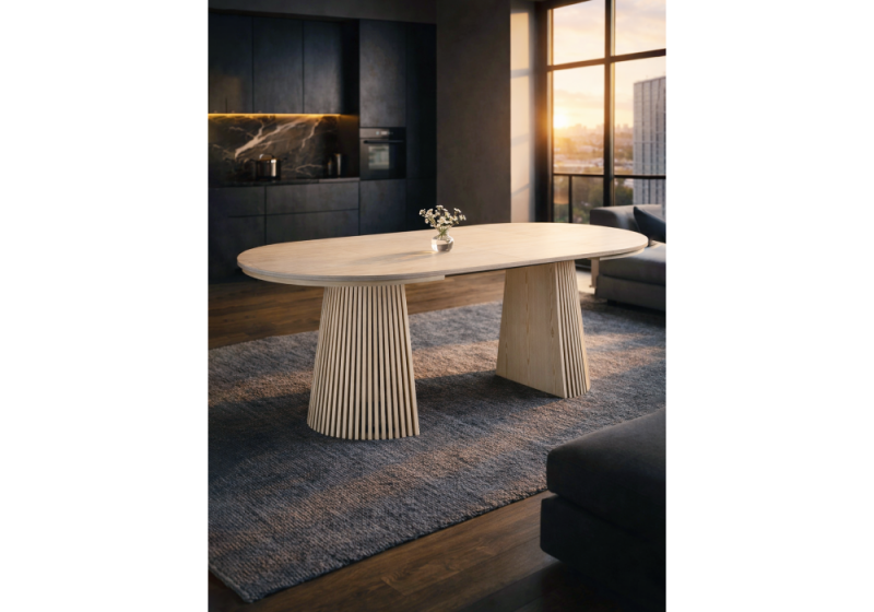 Стол деревянный Mersin 120(200)x120 шпон дуба / бук (120x76,5)