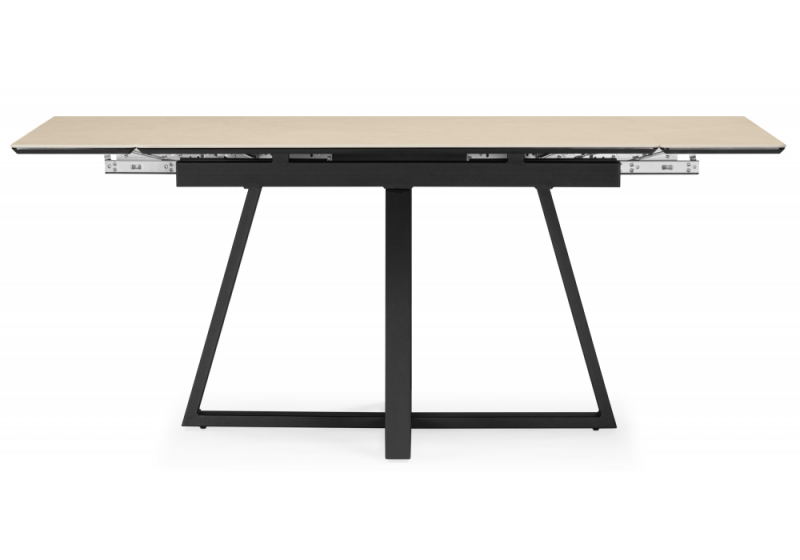 Керамический стол Памелла 120(180)х80 okara light yellow / черный (80x75)