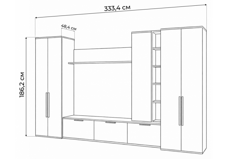 Готовая гостиная Филеста кашемир / дуб вотан комплектация 2 (333,4x48,4x186,2)